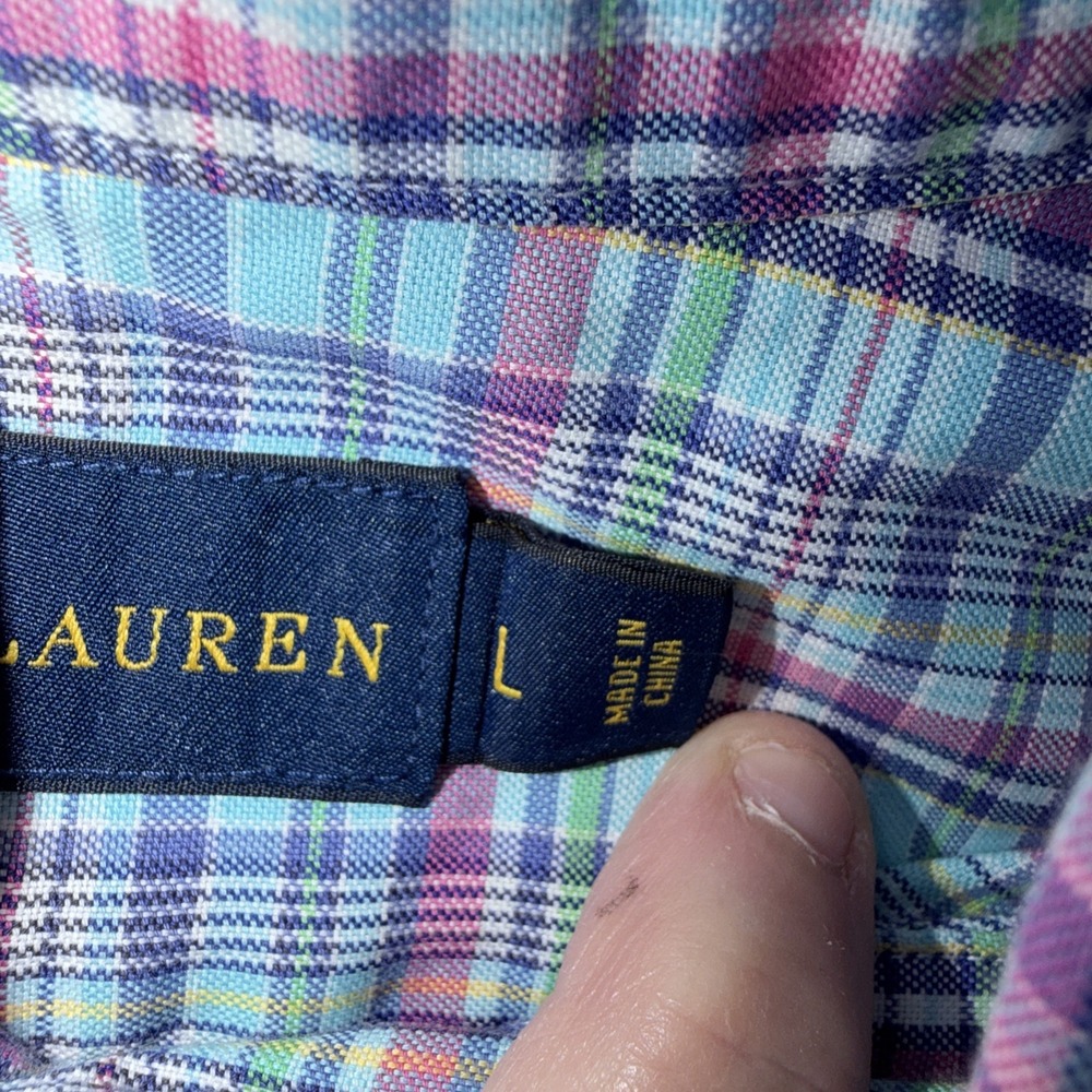 Polo Ralph Lauren Men's Large Multicolored Plaid Check Long Sleeve Shirt Cotton - Picture 4 of 10